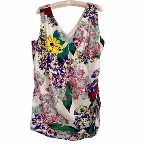 CAbi #305 Sleeveless Floral Top V Neck & Back XL